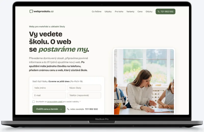 Náhled webu webproskolu.cz — weby pro mateřské a základní školy